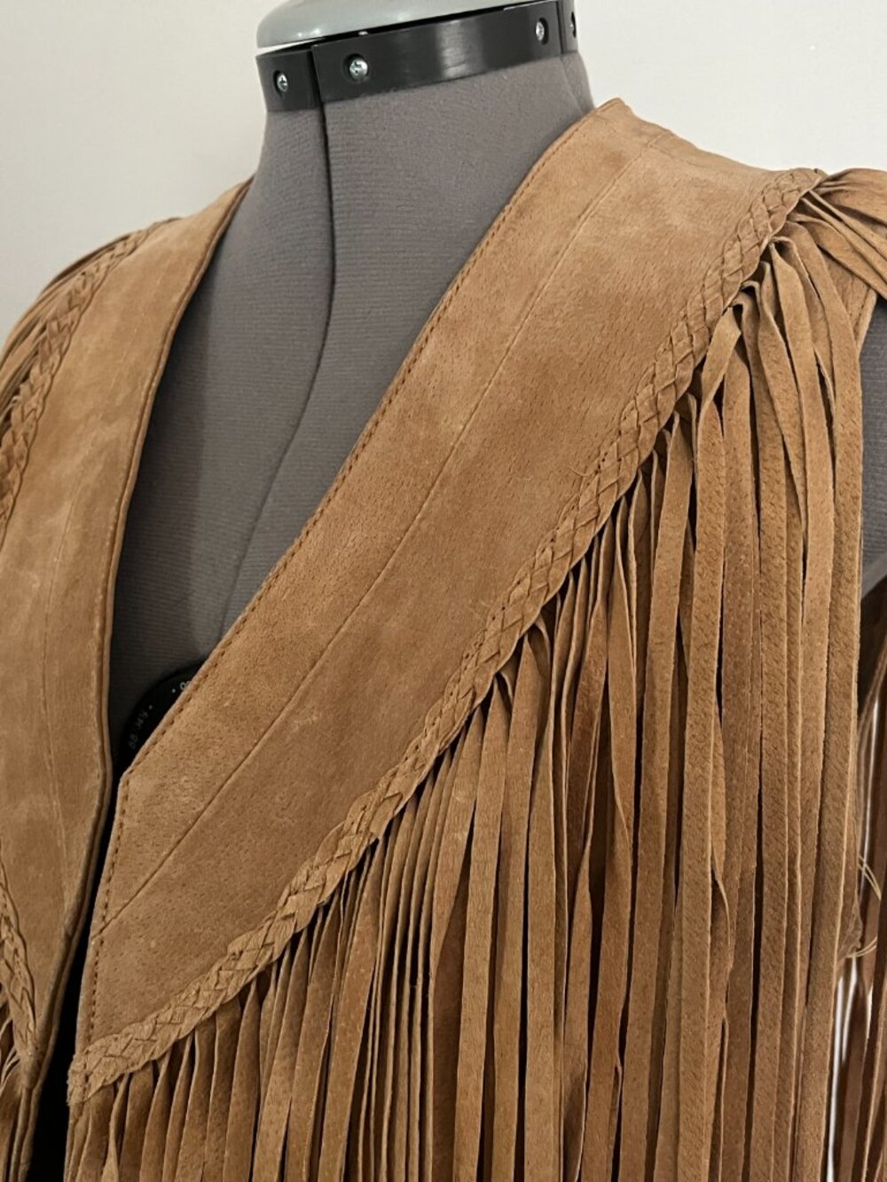 Forever 21 Sz M Light Brown Suede Leather Open Front Fringe Vest - Picture 2 of 12
